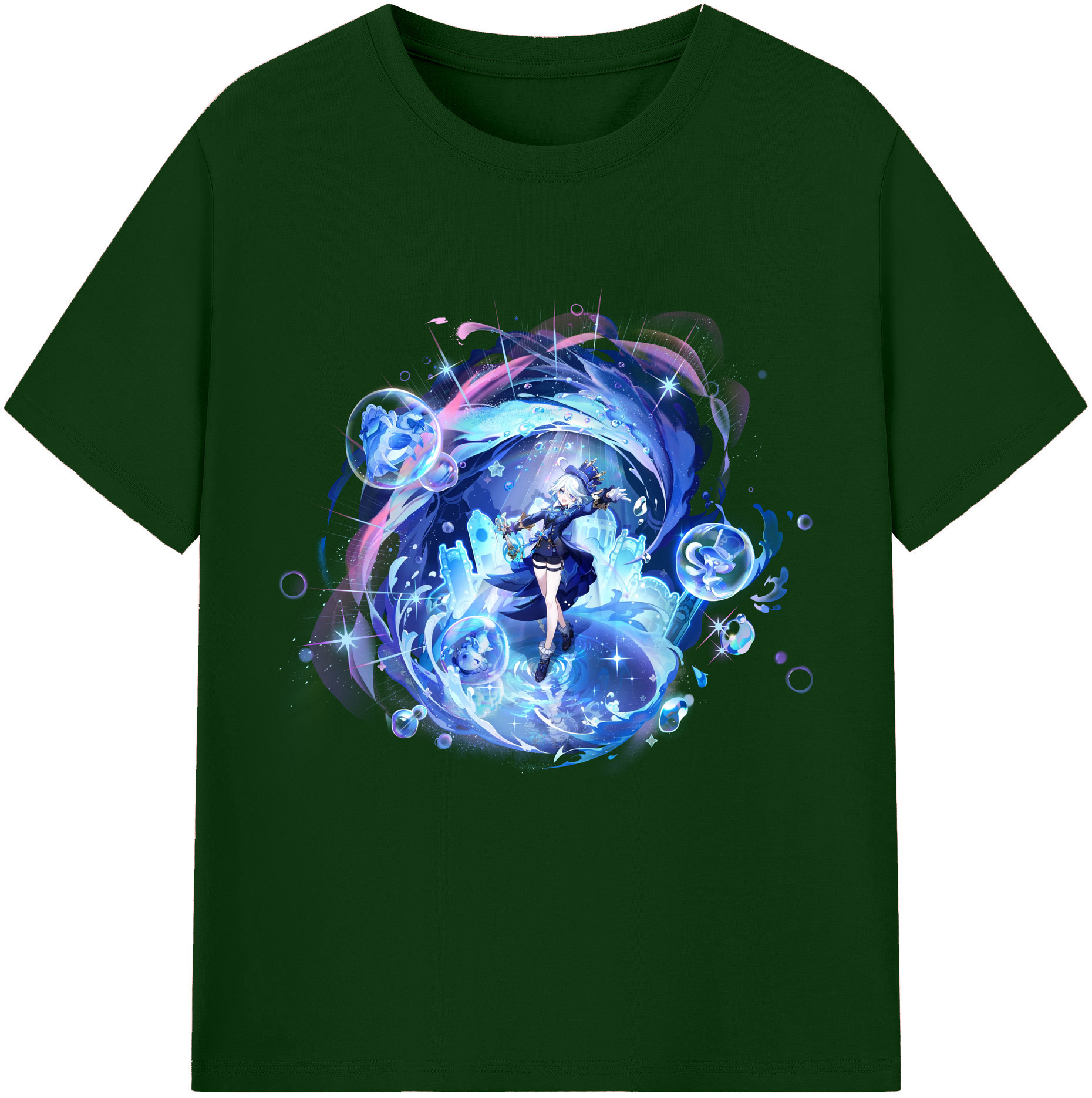 げんし神 フリーナ genshin Furina 綿100％半袖Tシャツ（フロントプリント）
